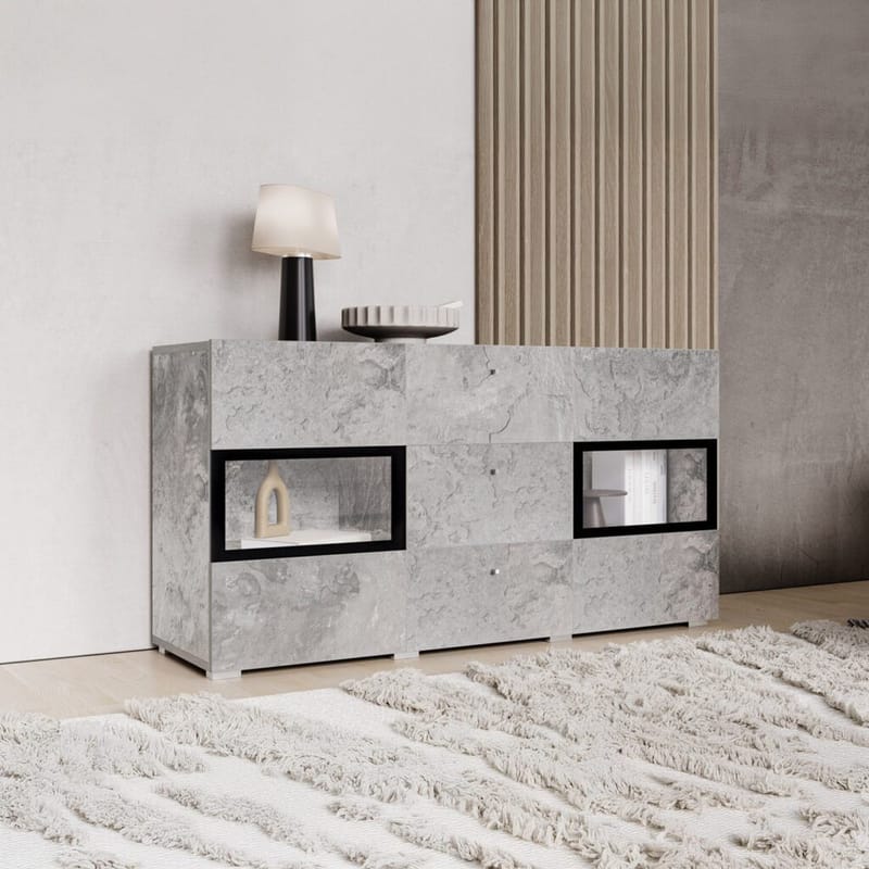 Sideboard Baros 2 Dörrar med 3 Lådor - Betongljus - Förvaring - Förvaringsmöbler - Skänkar & sideboards