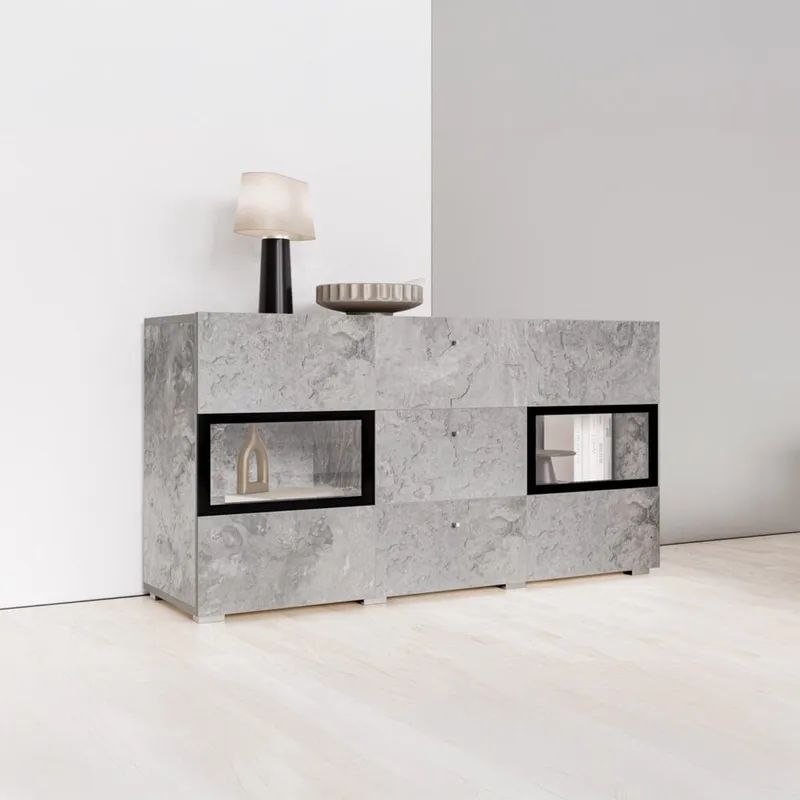 Sideboard Baros 2 Dörrar med 3 Lådor - Betongljus - Förvaring - Förvaringsmöbler - Skänkar & sideboards