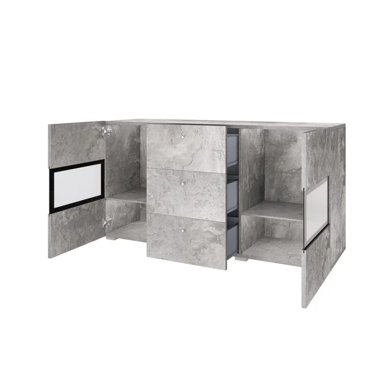 Sideboard Baros 2 Dörrar med 3 Lådor - Betongljus - Förvaring - Förvaringsmöbler - Skänkar & sideboards