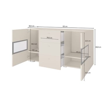 Sideboard Baros 2 Dörrar med 3 Lådor - Ljus Beige - Förvaring - Förvaringsmöbler - Skänkar & sideboards