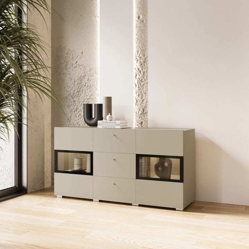 Sideboard Baros 2 Dörrar med 3 Lådor - Ljus Beige - Förvaring - Förvaringsmöbler - Skänkar & sideboards