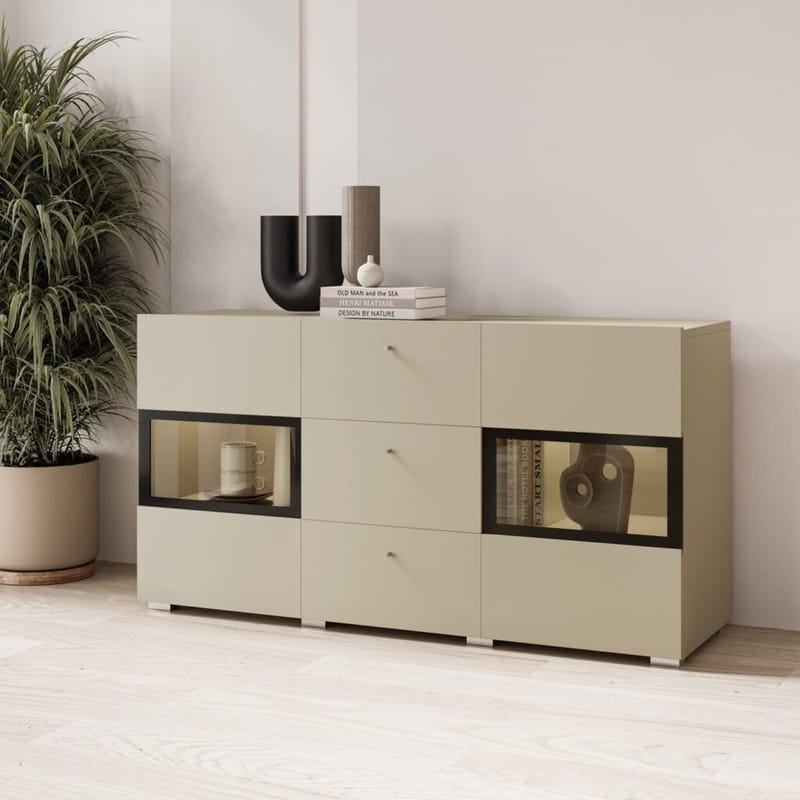 Sideboard Baros 2 Dörrar med 3 Lådor - Ljus Beige - Förvaring - Förvaringsmöbler - Skänkar & sideboards