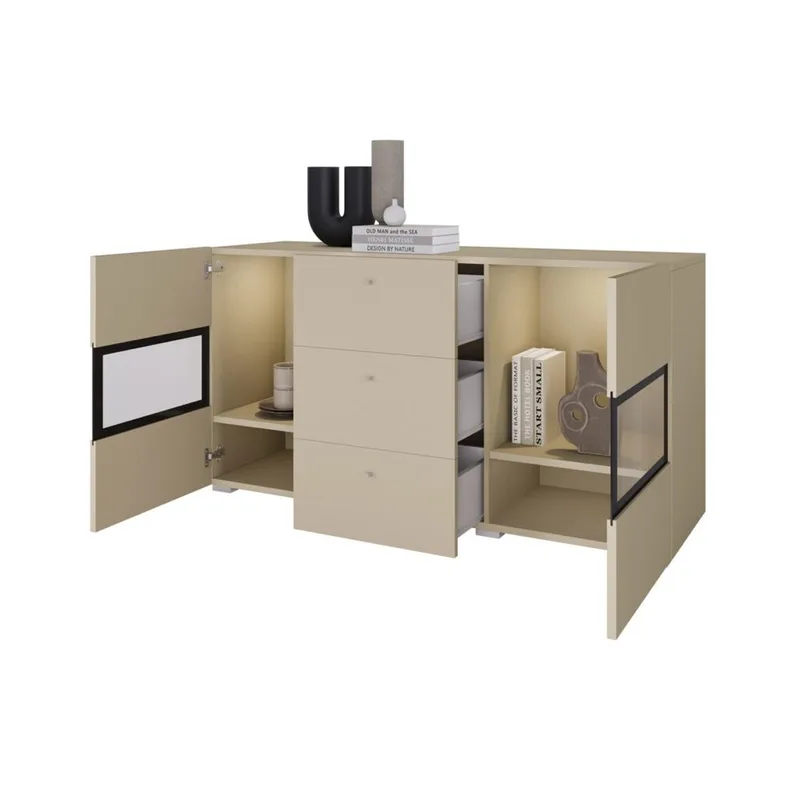 Sideboard Baros 2 Dörrar med 3 Lådor - Ljus Beige - Förvaring - Förvaringsmöbler - Skänkar & sideboards