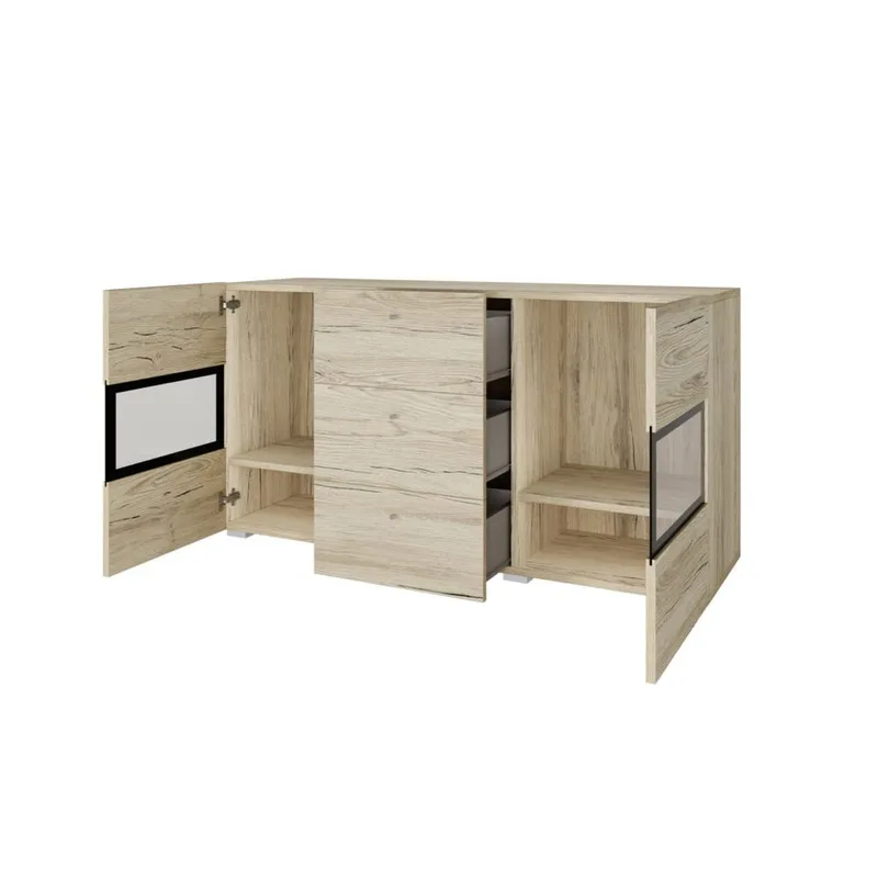 Sideboard Baros 2 Dörrar med 3 Lådor - San Remo Ek Ljust Laminat - Förvaring - Förvaringsmöbler - Skänkar & sideboards