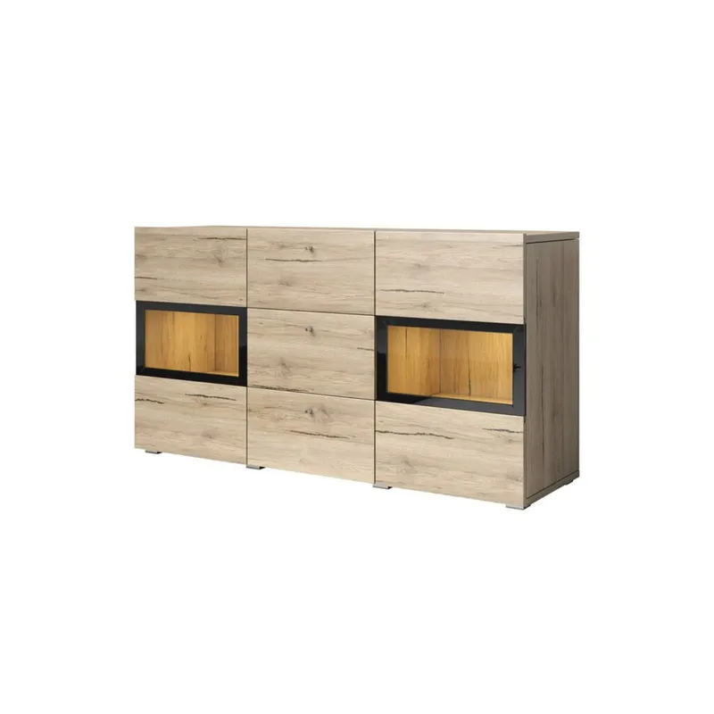 Sideboard Baros 2 Dörrar med 3 Lådor, San Remo Ek Ljust Laminat