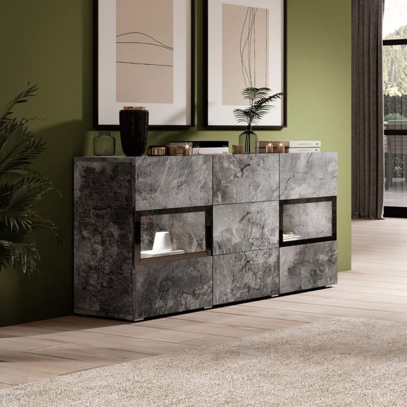 Sideboard Baros 2 Dörrar med 3 Lådor - Skiffer - Förvaring - Förvaringsmöbler - Skänkar & sideboards