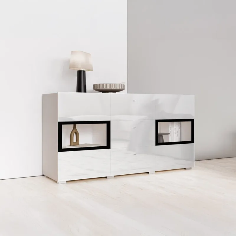 Sideboard Baros 2 Dörrar med 3 Lådor - Vit Laminat - Förvaring - Förvaringsmöbler - Skänkar & sideboards