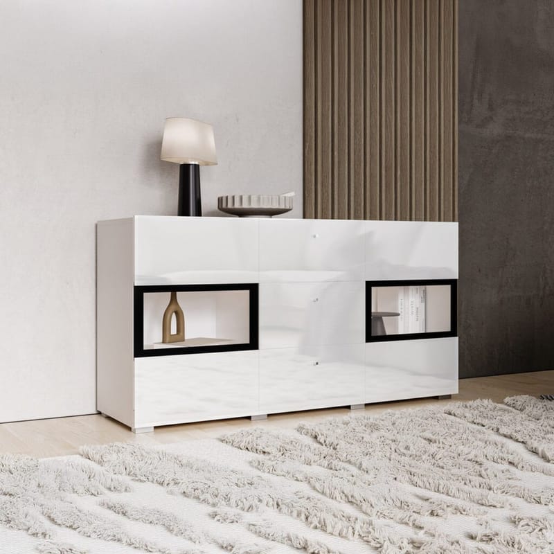 Sideboard Baros 2 Dörrar med 3 Lådor - Vit Laminat - Förvaring - Förvaringsmöbler - Skänkar & sideboards