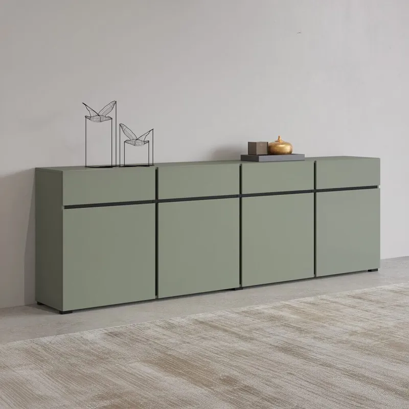 Sideboard Cross 4 dörrar med 4 lådor - Grön - Svart - Förvaring - Förvaringsmöbler - Skänkar & sideboards