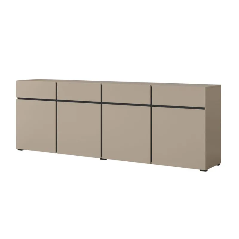 Sideboard Cross 4 dörrar med 4 lådor, Kongo - Svart