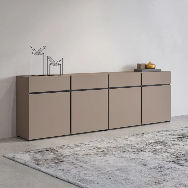 Sideboard Cross 4 dörrar med 4 lådor - Kongo - Svart - Förvaring - Förvaringsmöbler - Skänkar & sideboards