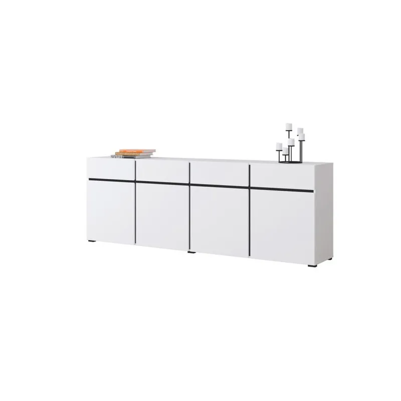 Sideboard Cross 4 dörrar med 4 lådor - Vit - Svart - Förvaring - Förvaringsmöbler - Skänkar & sideboards