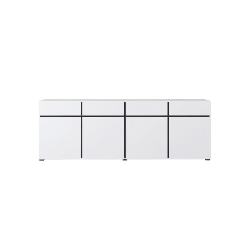 Sideboard Cross 4 dörrar med 4 lådor - Vit - Svart - Förvaring - Förvaringsmöbler - Skänkar & sideboards