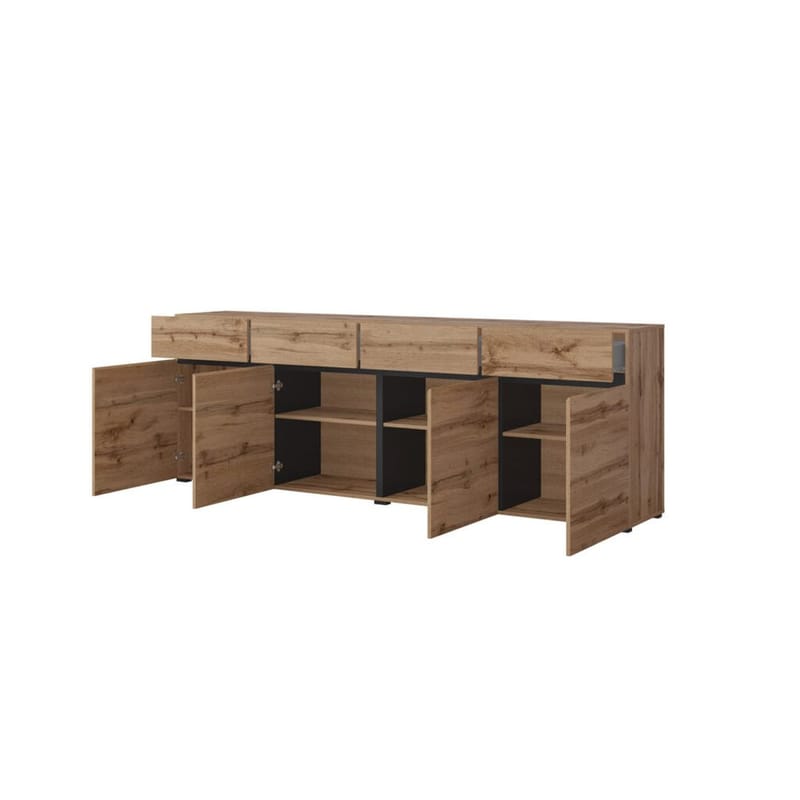 Sideboard Cross 4 dörrar med 4 lådor - Wotan Ek - Svart - Förvaring - Förvaringsmöbler - Skänkar & sideboards