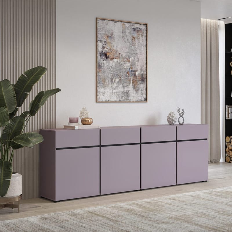 Sideboard Cross 4 dörrar med 4 lådor - Plommon - Svart onyx - Förvaring - Förvaringsmöbler - Skänkar & sideboards