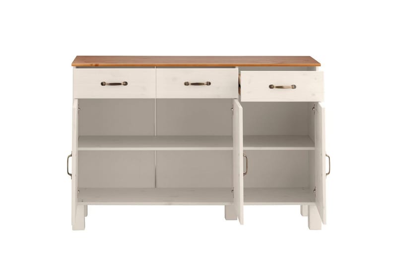 Sideboard & skänk Loft24 Skänk Alby 125x38x85 cm, Vit/Honung Vit,Natur - Förvaring - Förvaringsmöbler - Skänkar & sideboards
