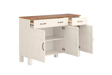 Sideboard & skänk Loft24 Skänk Alby 125x38x85 cm, Vit/Honung Vit,Natur - Förvaring - Förvaringsmöbler - Skänkar & sideboards