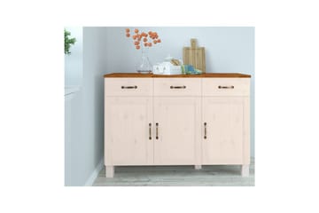 Sideboard & skänk Loft24 Skänk Alby 125x38x85 cm, Vit/Honung Vit,Natur - Förvaring - Förvaringsmöbler - Skänkar & sideboards