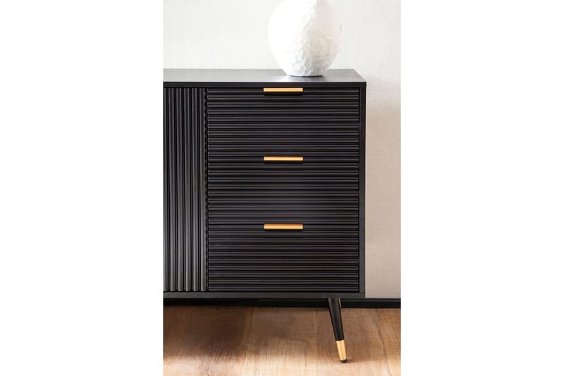 Sideboard Wohnling Folierad spånskiva ekoptik 120 cm 2 dörrar 3 lådor modern - Möbler - Vardagsrum - Soffbord & vardagsrumsbord - Sidobord & lampbord