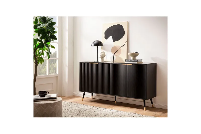 Sideboard Wohnling Folierad spånskiva ekoptik 150 cm 4 dörrar modern - Möbler - Vardagsrum - Soffbord & vardagsrumsbord - Avlastningsbord & konsolbord