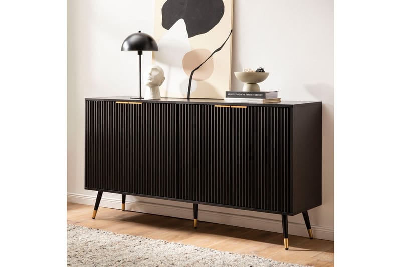 Sideboard Wohnling Folierad spånskiva ekoptik 150 cm 4 dörrar modern - Möbler - Bord