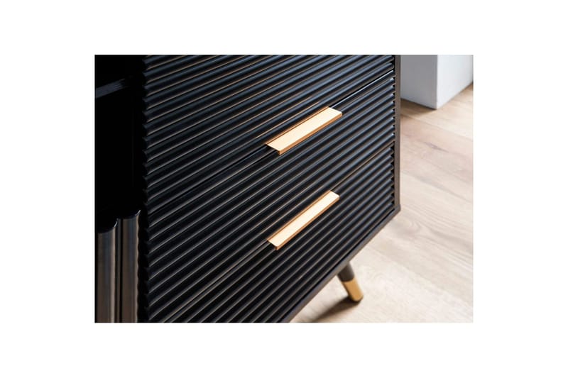 Sideboard Wohnling Folierad spånskiva ekoptik 77 cm 2 dörrar 2 lådor förvaringsutrymme modern - Möbler - Vardagsrum - Soffbord & vardagsrumsbord - Sidobord & lampbord