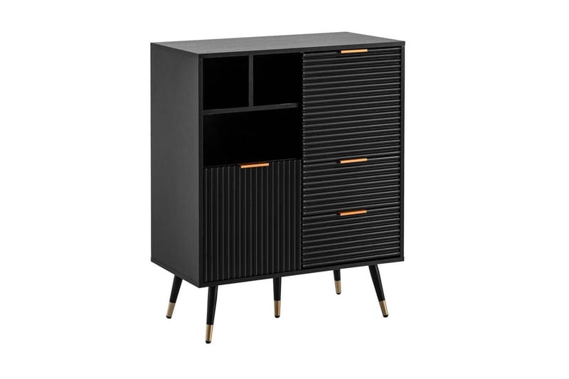 Sideboard Wohnling Folierad spånskiva ekoptik 77 cm 2 dörrar 2 lådor förvaringsutrymme modern - Möbler - Vardagsrum - Soffbord & vardagsrumsbord - Brickbord