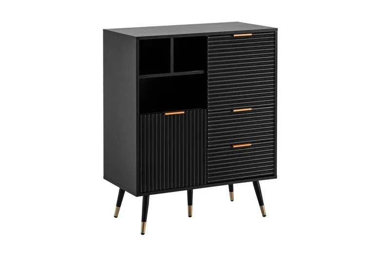 Sideboard Wohnling Folierad spånskiva ekoptik 77 cm 2 dörrar 2 lådor förvaringsutrymme modern
