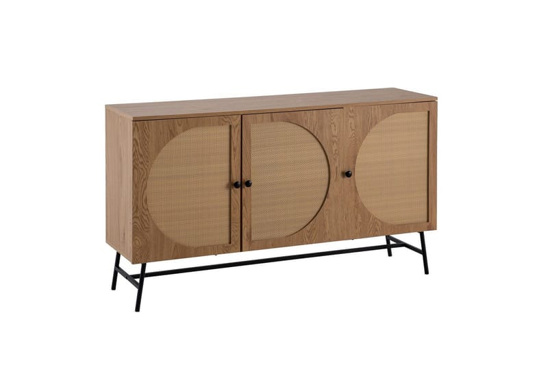 Sideboard Wohnling Folierad spånskiva ekoptik halvcirkel rottingväv look 3 dörrar modern - Möbler - Vardagsrum - Soffbord & vardagsrumsbord - Brickbord