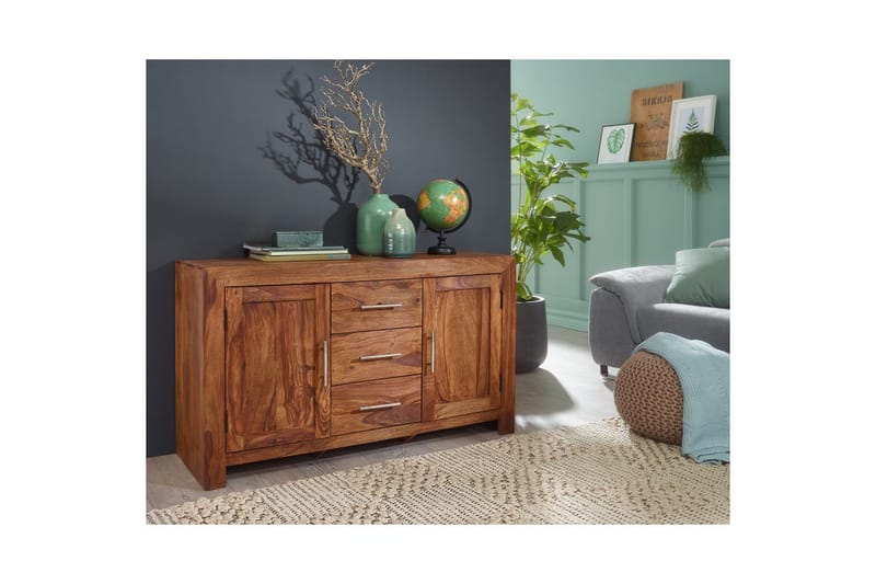 Sideboard Wohnling Massivt trä 118 x 40 cm 2 dörrar 3 lådor lantstil - Möbler - Vardagsrum - Soffbord & vardagsrumsbord - Sidobord & lampbord