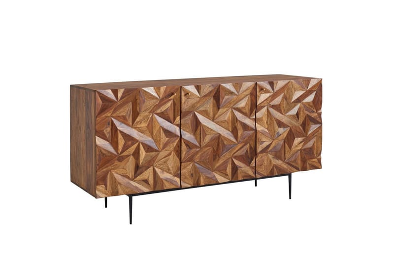 Sideboard Wohnling Massivt trä 3D geometrisk front 144 cm Industriell - Möbler - Vardagsrum - Soffbord & vardagsrumsbord - Brickbord