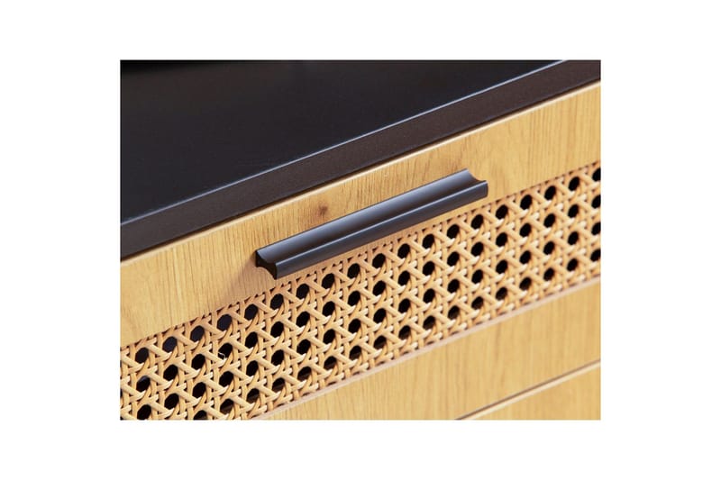 Sideboard Wohnling Melaminbelagd MDF 80 cm 2 dörrar 2 lådor med wienerflätning modern - Möbler - Vardagsrum - Soffbord & vardagsrumsbord - Sidobord & lampbord