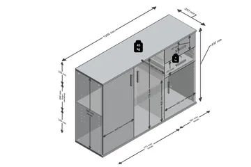 Albi Skänk 121 cm - Grå/Vit - Förvaring - Förvaringsmöbler - Skänkar & sideboards