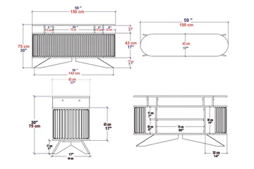 Andifli Sideboard 43x75x150 cm - Vit - Förvaring - Förvaringsmöbler - Skänkar & sideboards