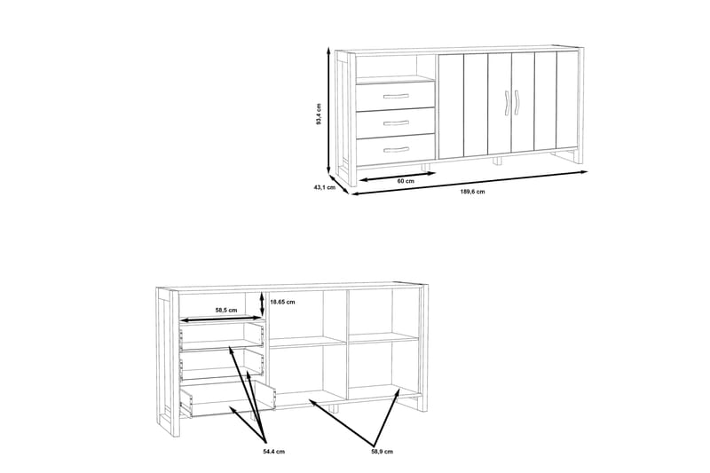 BALESTI Garderob 62x120 cm Brun/Grå - Förvaring - Förvaringsmöbler - Skänkar & sideboards