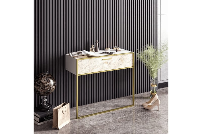 Bascle Sideboard 90 cm i Trä med Metallram - Guld|Vit - Förvaring - Förvaringsmöbler - Skänkar & sideboards