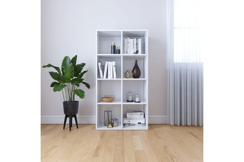 Bokhylla/skänk högglans vit 66x30x130 cm spånskiva - Vit - Förvaring - Förvaringsmöbler - Skänkar & sideboards