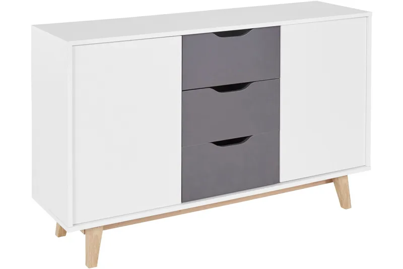 Bourg Sideboard 130x38 cm, Vit/Antracit