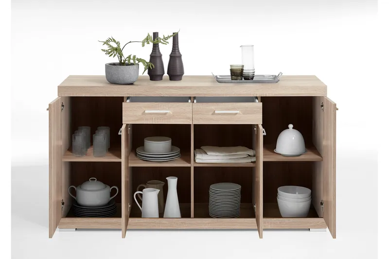 Bristol Skänk 160 cm Låg - Ljus Ek - Förvaring - Förvaringsmöbler - Skänkar & sideboards