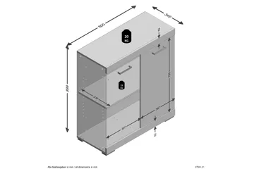 Bristol Skänk 80x90x35 cm 2 Luckor - Ljus Ek - Förvaring - Förvaringsmöbler - Skänkar & sideboards
