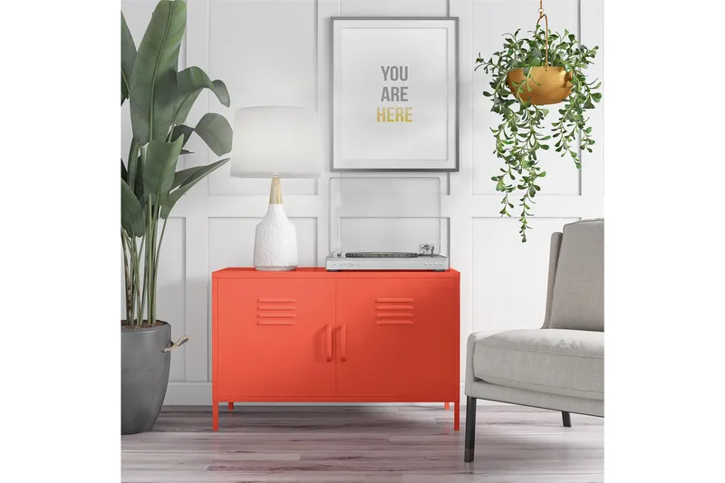 Cache Skänk 100x40 cm 2 Dörrar Orange - Novogratz - Förvaring - Förvaringsmöbler - Skänkar & sideboards