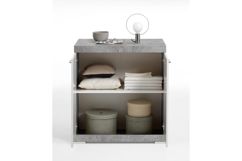 CAJA Skänk 80x90x50 2 Luckor Vit/Betong - Vit/Grå - Förvaring - Förvaringsmöbler - Skänkar & sideboards