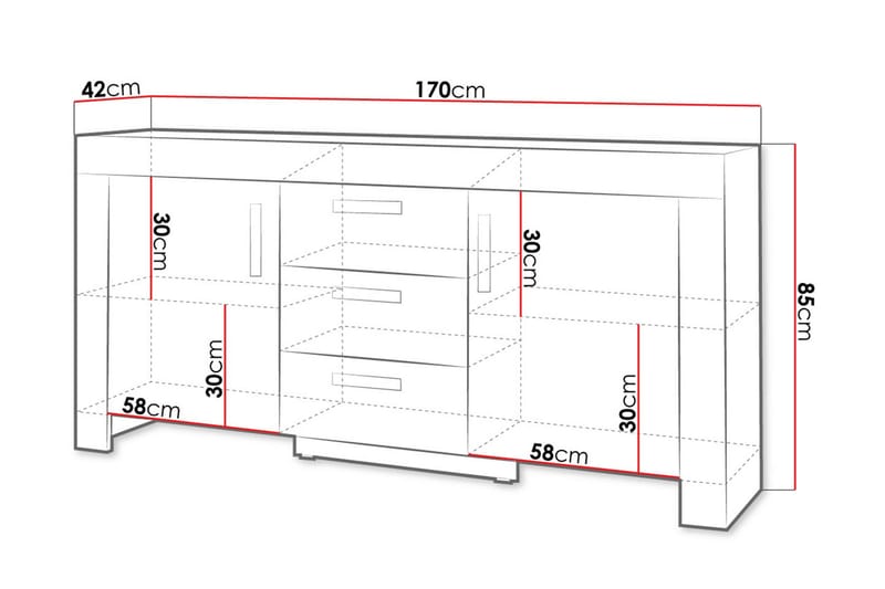 Cezar Rektangulär Skänk 170 cm i Trä med Ekutseende - Beige - Förvaring - Förvaringsmöbler - Skänkar & sideboards