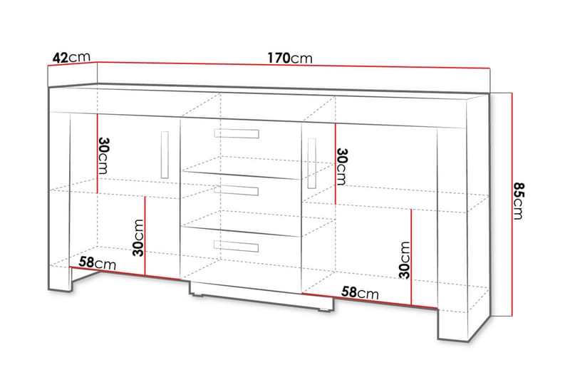 Cezar Skänk 170x42x85 cm - Beige/Grå - Förvaring - Förvaringsmöbler - Skänkar & sideboards