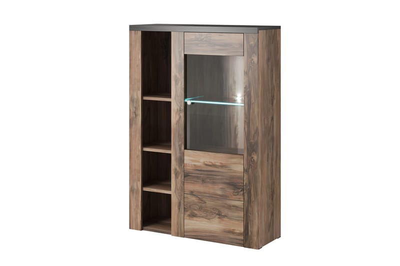 Cicely Sideboard i Mörkt Trä med Glasdörr, Brun