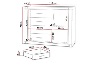 Dallas Skänk 117x43,5x91 cm LED-belysning - Beige/Grå - Förvaring - Förvaringsmöbler - Skänkar & sideboards