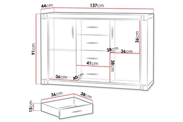 Dallas Skänk 137x43,5x91 cm LED-belysning - Beige/Grå - Förvaring - Förvaringsmöbler - Skänkar & sideboards
