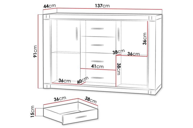 Dallas Skänk 137x43,5x91 cm LED-belysning - Beige/Grå - Förvaring - Förvaringsmöbler - Skänkar & sideboards