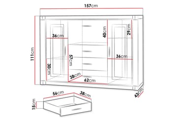 Dallas Skänk 157x43,5x111 cm - Beige/Grå - Förvaring - Förvaringsmöbler - Skänkar & sideboards