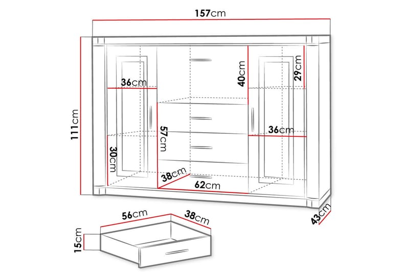 DALLAS Skänk 157x43,5x111 cm - Beige/Grå - Skänkar & sideboards